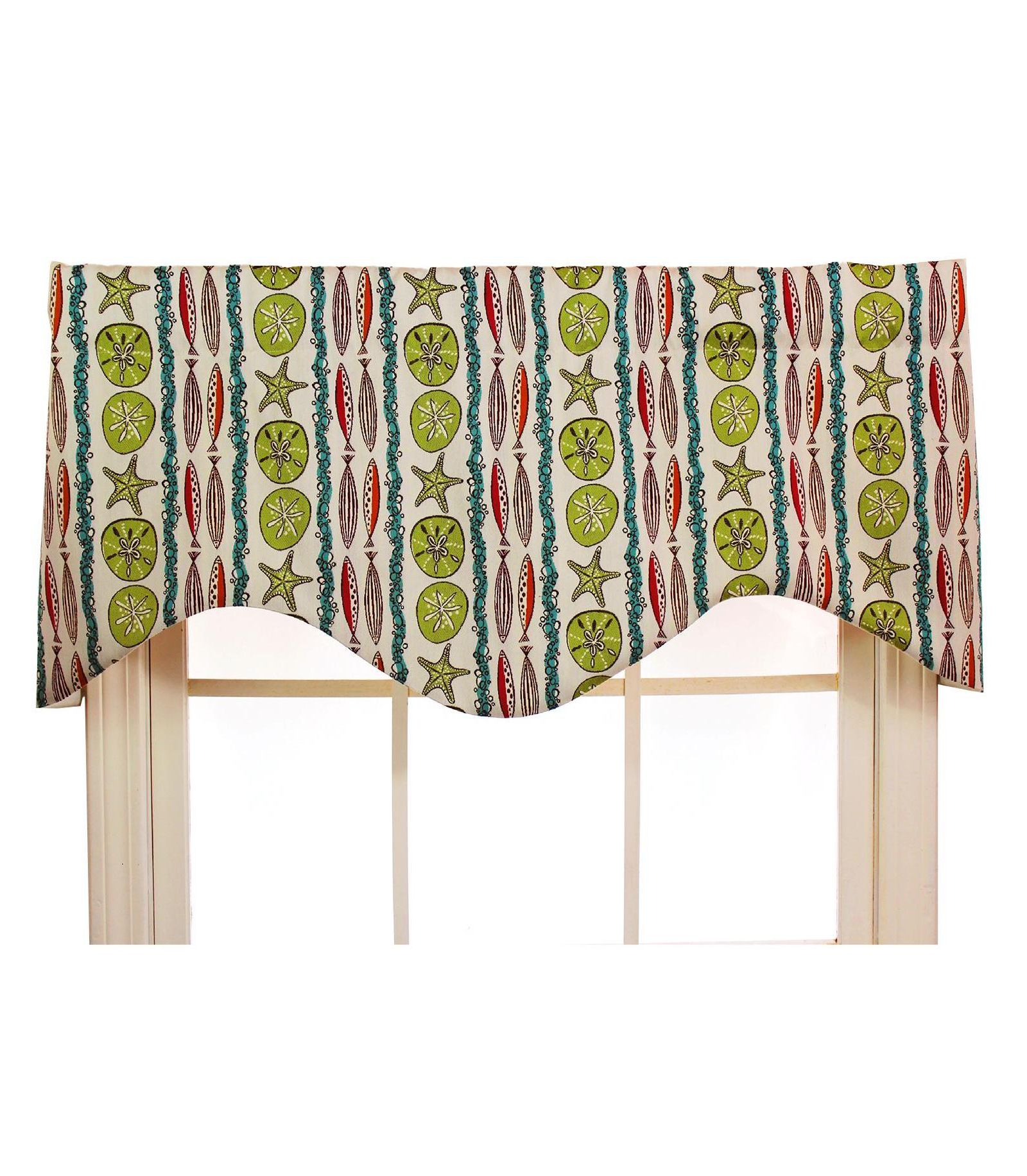RLF Home Sea Walk Cornice 100% Cotton with Fully Lined 3" Rod Pocket Valnance for Windows