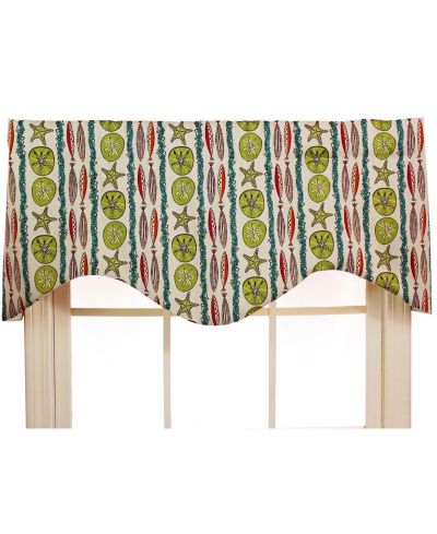 RLF Home Sea Walk Cornice 100% Cotton with Fully Lined 3" Rod Pocket Valnance for Windows