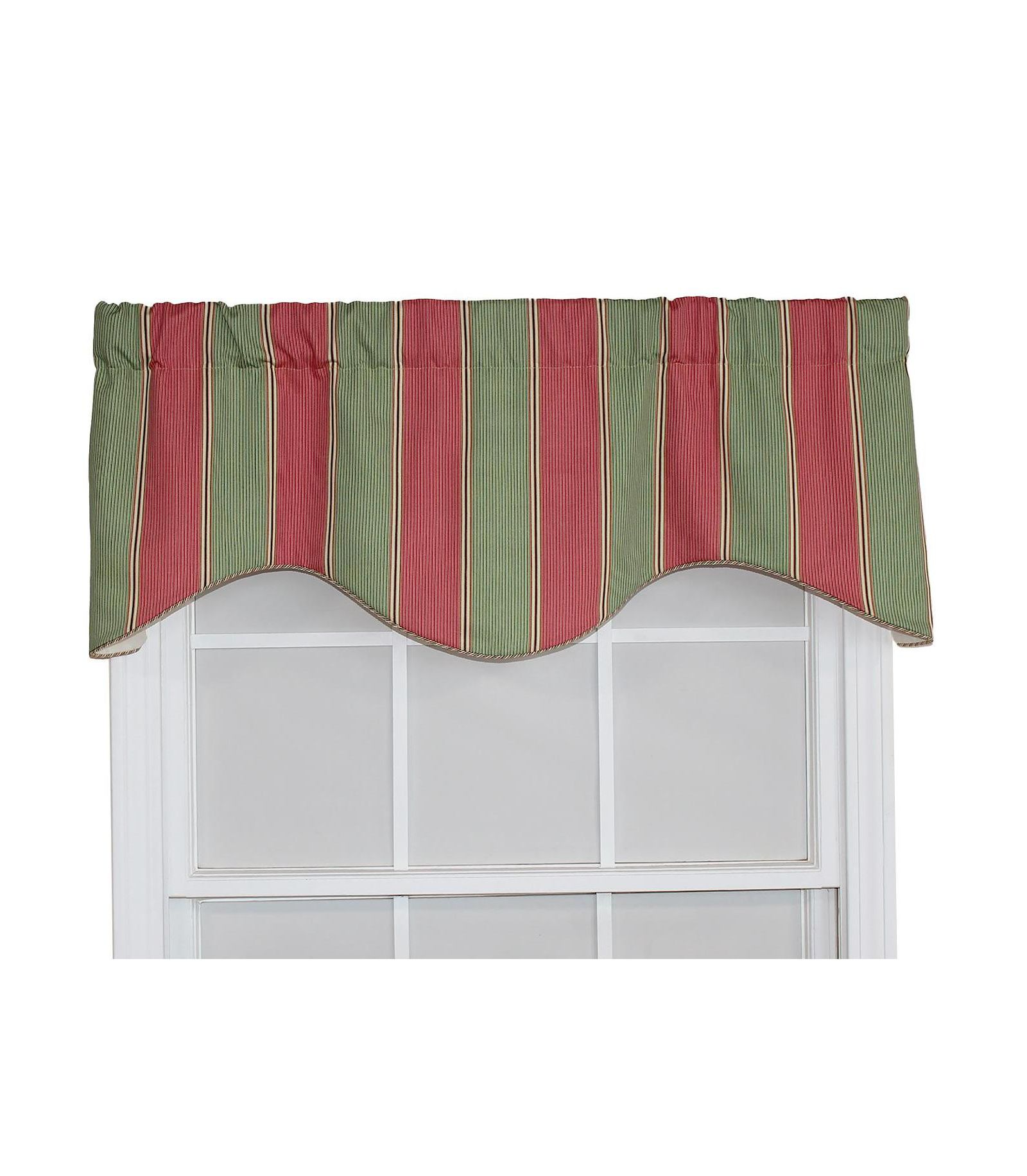RLF Home Parlor Stripe Cornice Window Treatment Valance Fits up to 48"W 3" Rod Pocket 50" x 17" Watermelon