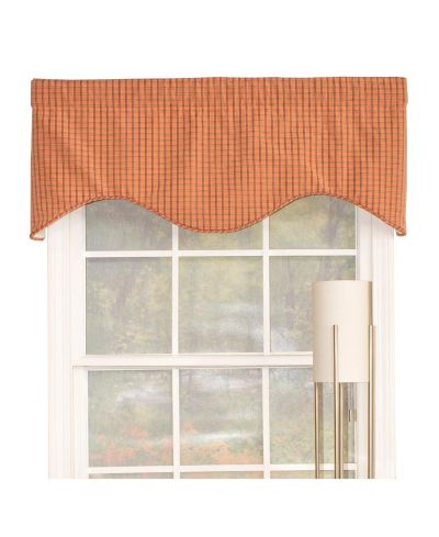 RLF Home Common Check Corded Cornice 100% Cotton with Fully Lined 3" Rod Pocket Valnance for Windows 50" x 17"