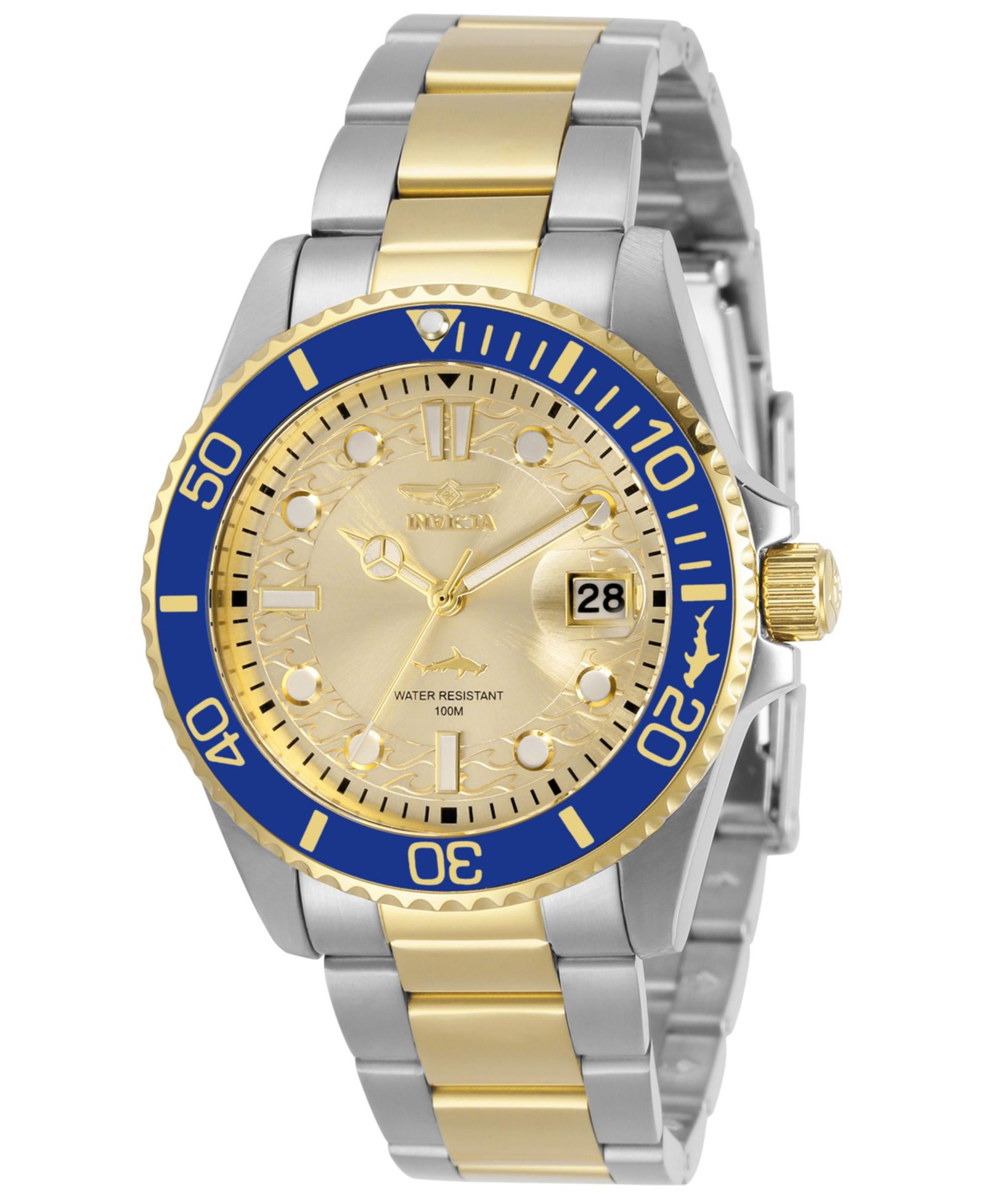 Женские часы Invicta 30482 Pro Diver Quartz с золотым циферблатом