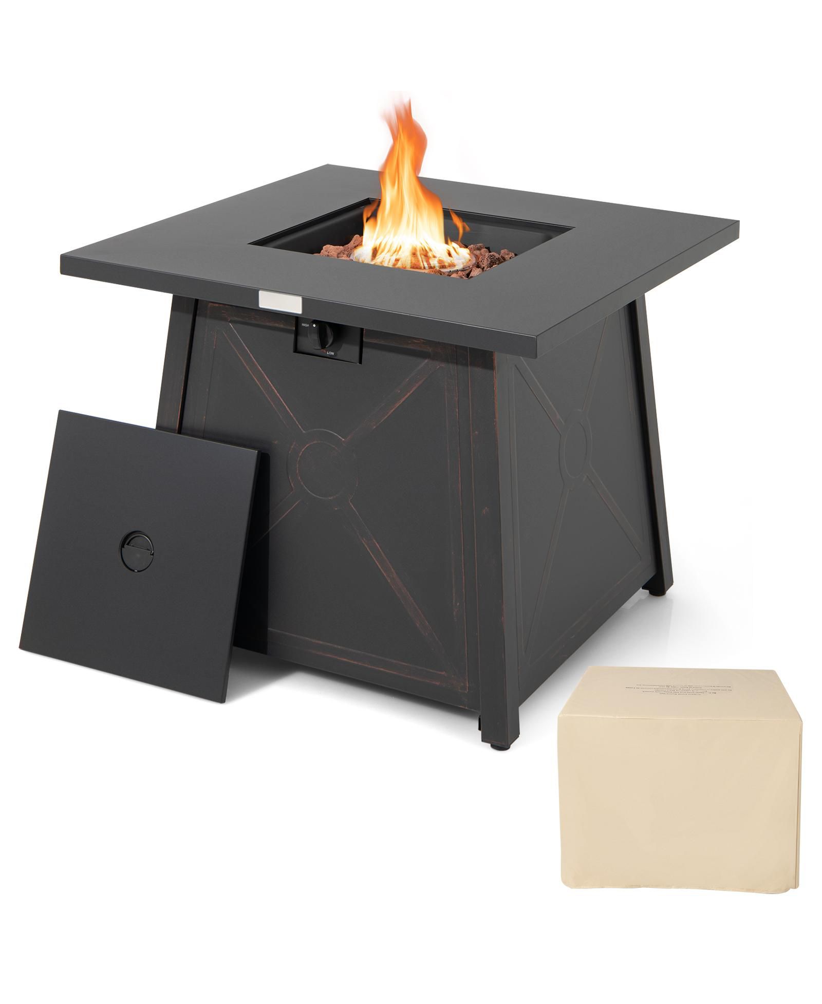 30” Square Propane Gas Fire Table with Waterproof Cover