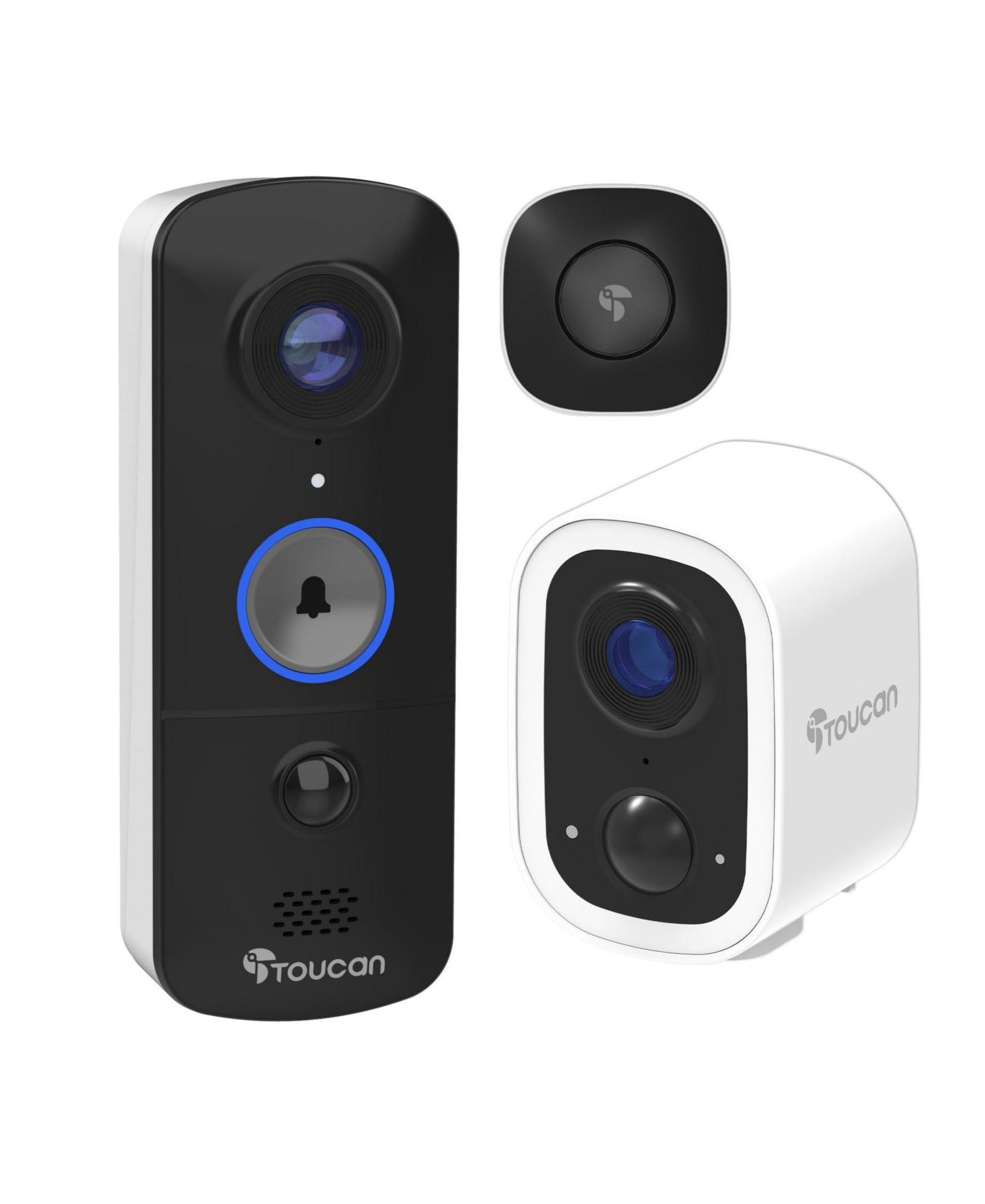 Toucan S4 and V3 Wireless 2K Security Camera and Video Doorbell, 2-Piece Set