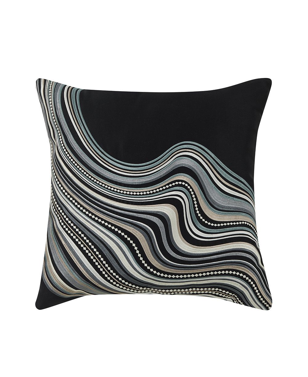 J Queen New York Parallel Embroidered Decorative Pillow, 18" x 18"