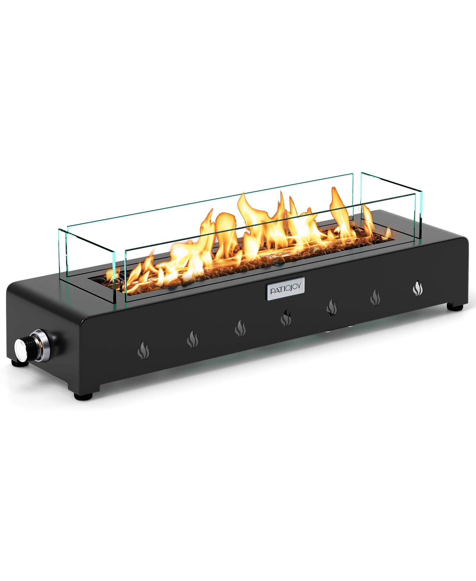 Portable Mini Fireplace with Wind Guard and Stainless Steel Burner