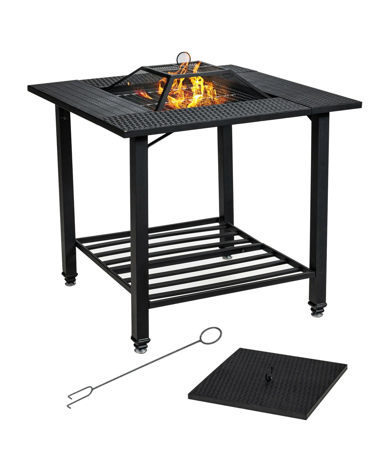 31 Feet Outdoor Fire Pit Dining Table with Cooking BBQ Grate