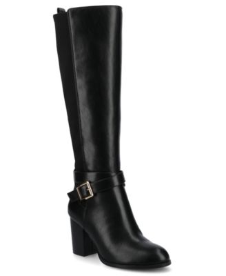 Journee Collection Women's Avalonn Buckle Knee High Dress Boots