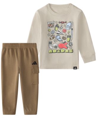 adidas Baby Boys' Long-Sleeve T-Shirt and Joggers, 2-Piece Set