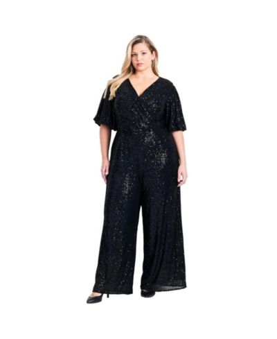 Женский комбинезон AVENUE Plus Size Nada Sequin Puff Sleeve