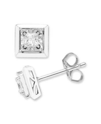 Macy's серьги с бриллиантами (1/4 ct. t.w.) в белом золоте 14k