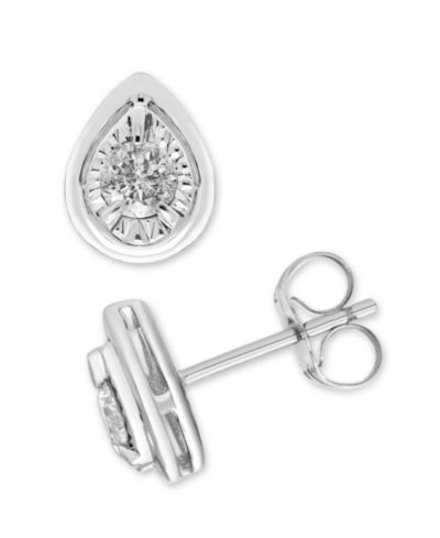 Macy's серьги-гвоздики с бриллиантами (1/4 ct. t.w.) в 14k белом золоте