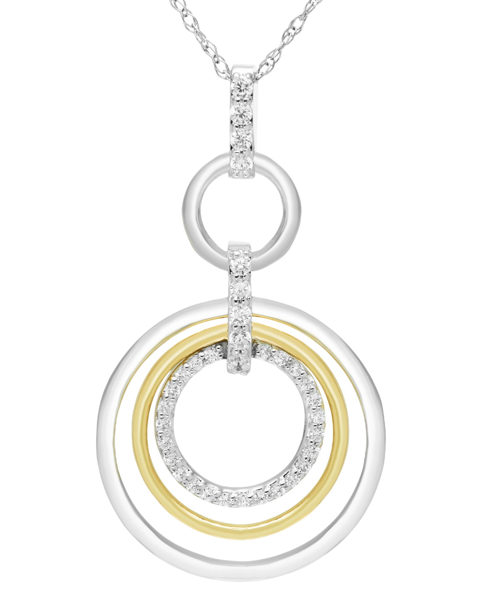 Macy's Diamond Necklace (1/6 ct. t.w.) in 14k White and Yellow Gold