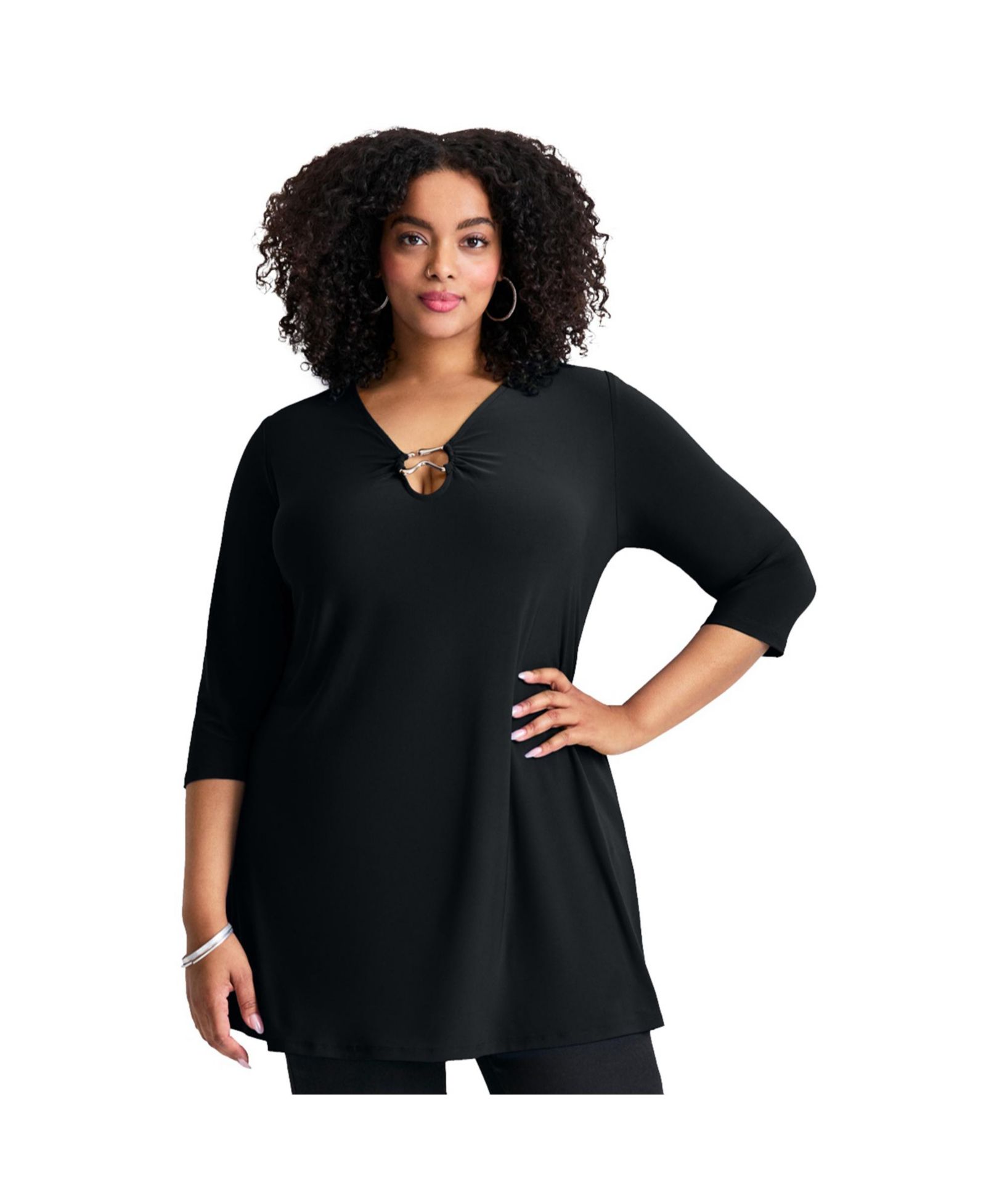 Avenue Women's Plus Size Ring Detail Tunic Top