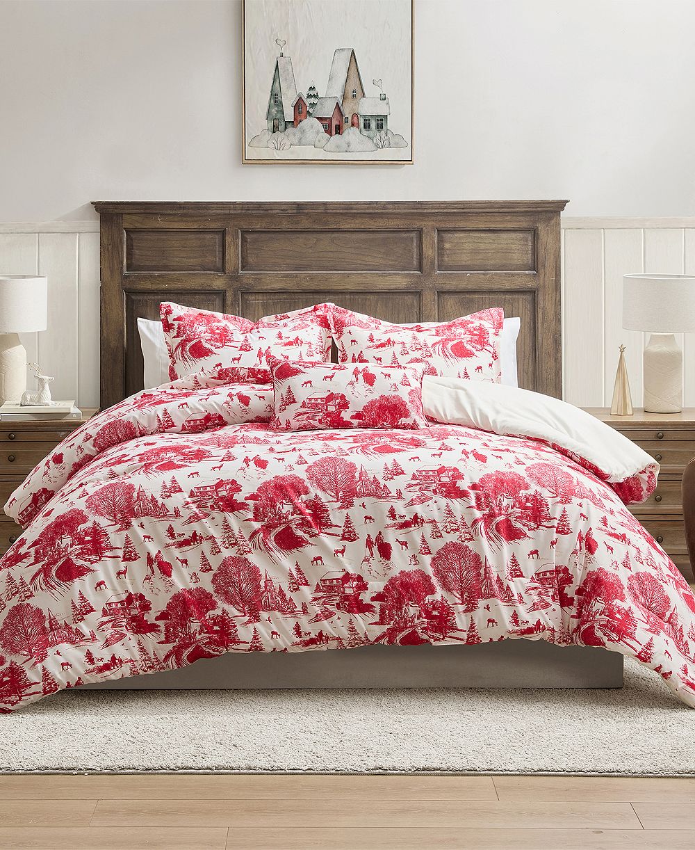 Hallmark Bedding Toile Holiday 4-Pc. Comforter Set, King