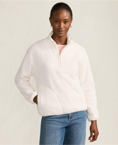 Lands' End Женский флисовый пуловер Petite с застежкой на молнию