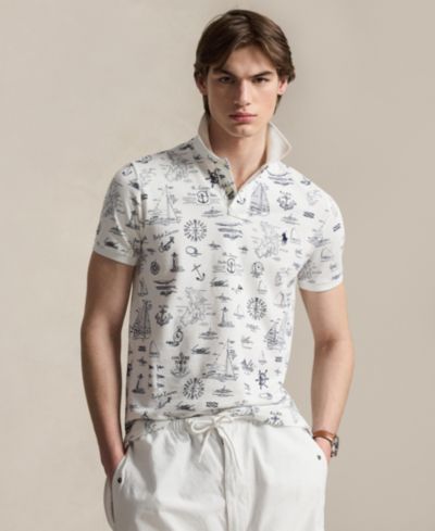 Polo Ralph Lauren Мужская рубашка-поло Nautical Mesh Custom Slim-Fit