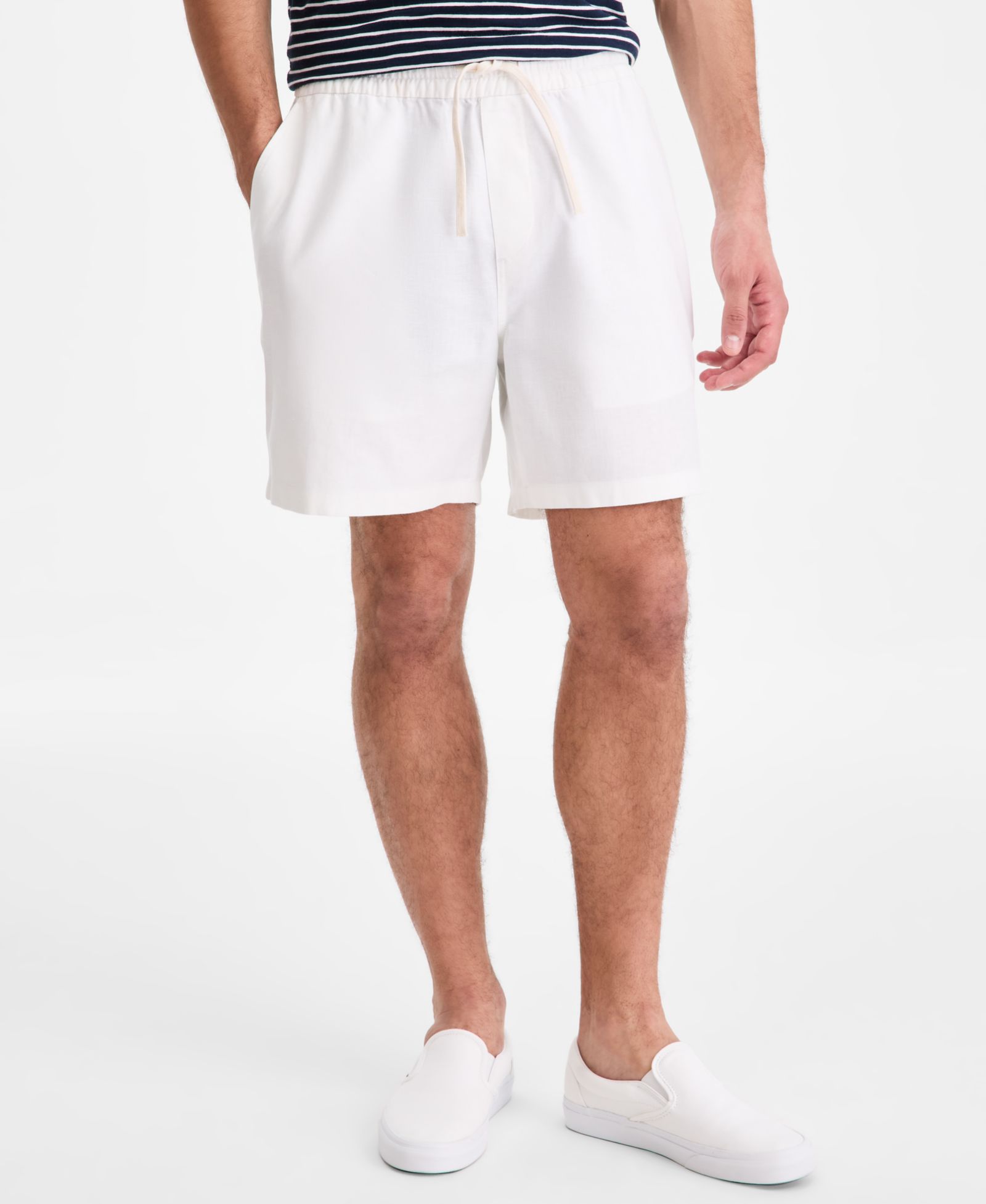 Sun + Stone Men's Linen Blend 6" Pull-On Shorts, Macy's Exclusive