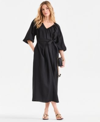 I.N.C. International Concepts Women's 3/4 Sleeve Tie-Waist Midi Dress, Macy's Exclusive