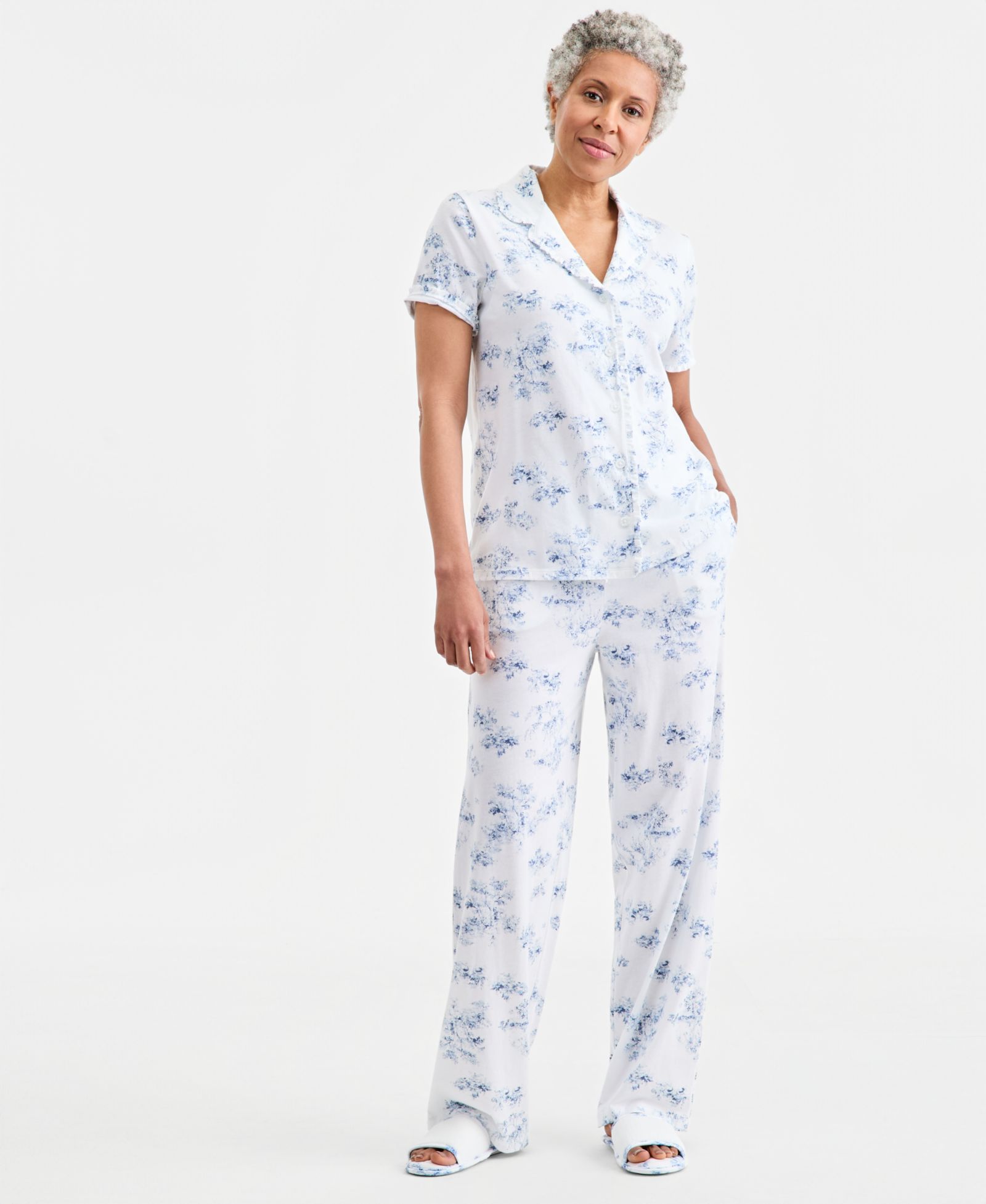 Charter Club Women's Cotton Printed Short-Sleeve Pajama Set, Macy's Exclusive