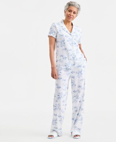 Charter Club Women's Cotton Printed Short-Sleeve Pajama Set, Macy's Exclusive