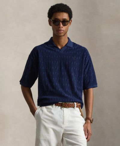 Polo Ralph Lauren Мужская рубашка поло из махровой ткани с V-образным трикотажем
