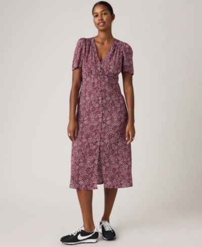 Levi's Women's Paola Short-Sleeve Crepe Midi Dress
