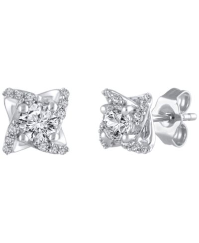 Серьги-гвоздики с бриллиантами (5/8 ct. t.w.) в белом золоте 14k