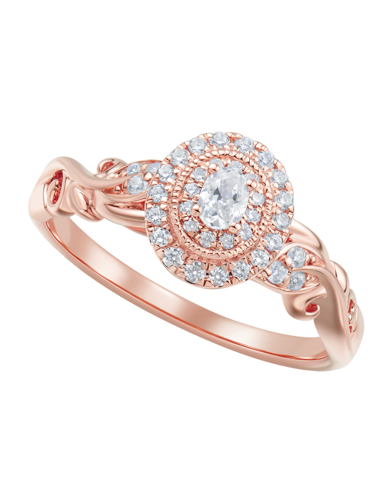 Macy's Diamond Halo Ring (1/3 ct. t.w.) in 14k Rose Gold