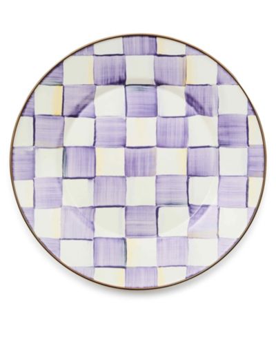 MacKenzie-Childs Violet Check Handmade Dinner Plate