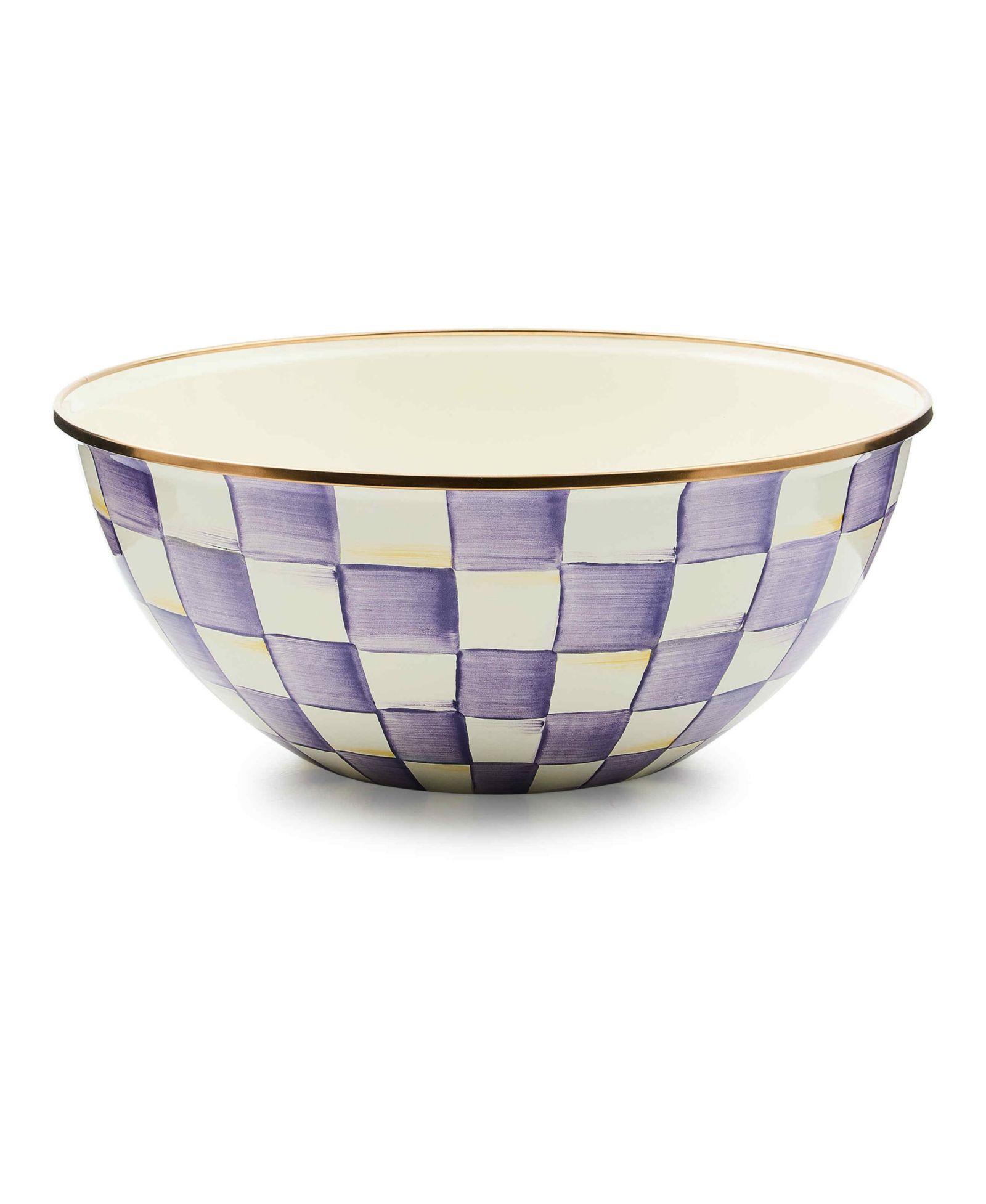 MacKenzie-Childs большая декоративная чаша Violet Check Handmade Everyday