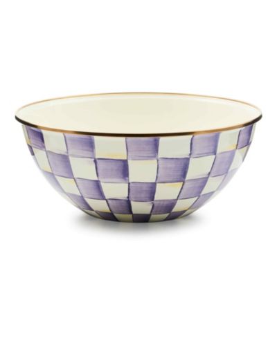 MacKenzie-Childs большая декоративная чаша Violet Check Handmade Everyday