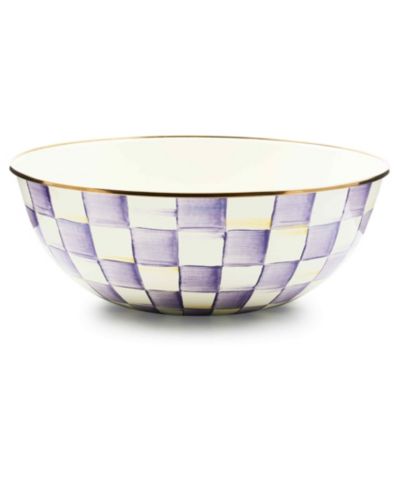 MacKenzie-Childs Violet Check Extra Large Everyday Bowl