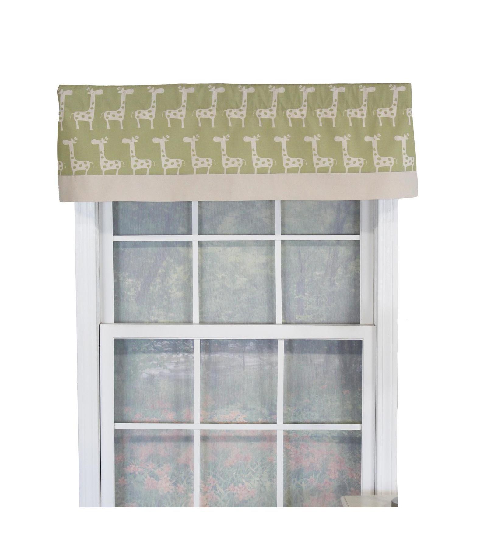 RLF Home Girafee Banded 100% Cotton with Fully Lined 3" Rod Pocket Valnance for Windows 50" x 15" Fern