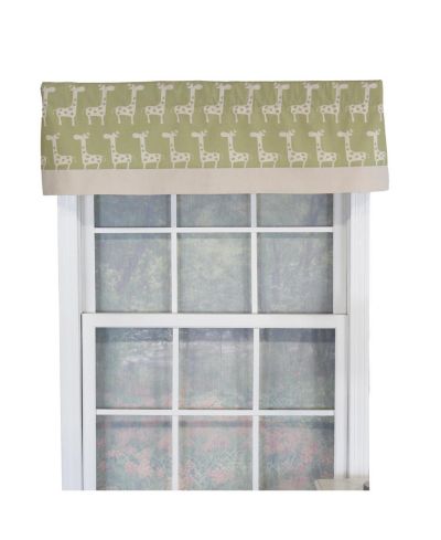 Занавеска RLF Home Girafee Banded 100% Cotton with Fully Lined 3" Rod Pocket Valnance for Windows 50" x 15" Fern