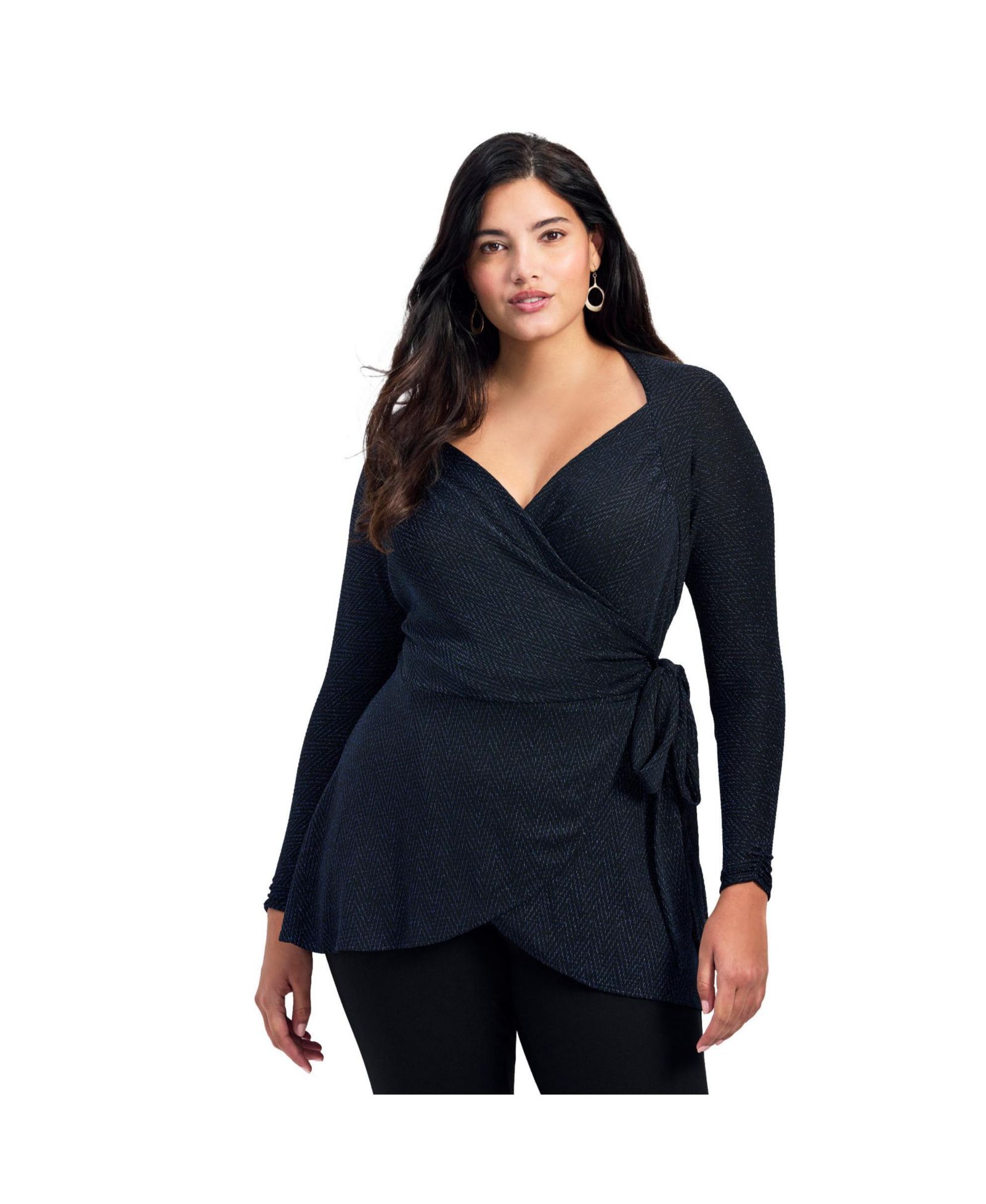 AVENUE Women's Plus Size Glamour Sparkle Wrap Top