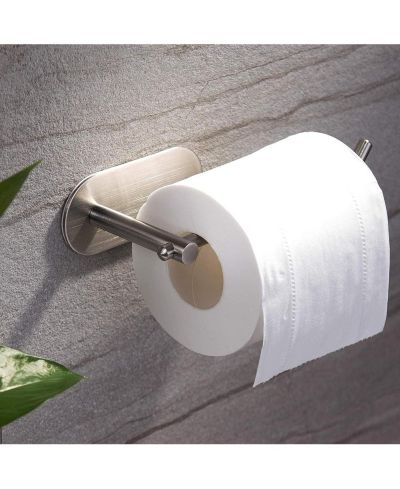 YIGII 2.63"x6.29"  Adhesive Toilet Paper Holder - MST001 Self Adhesive Toilet Roll Holder for Bathroom Kitchen Stick on Wall Stainless Steel Brushed