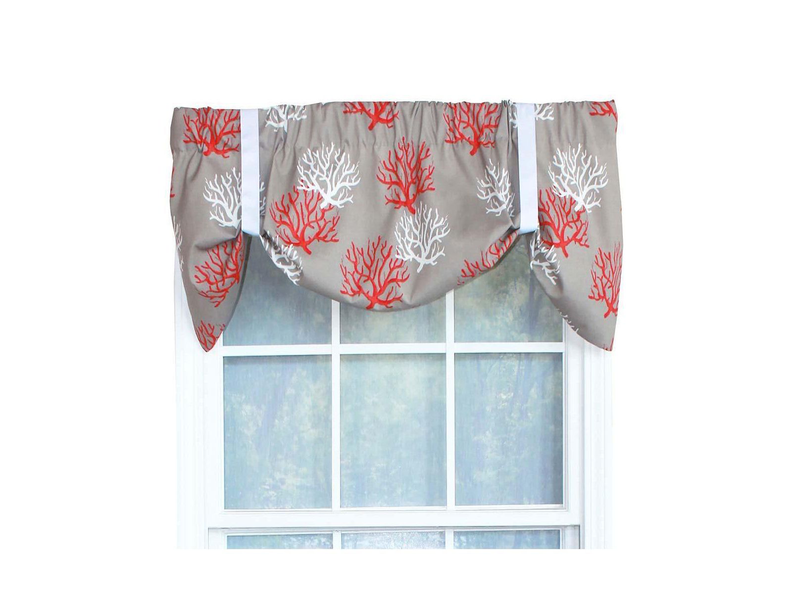 Sea Coral Suspender Style 3" Rod Pocket Valance 50" x 16" Red by RLF Home