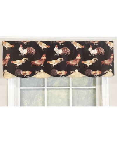 Cockadoodle Petticoat 3" Rod Pocket Window Valance 50" x 15" Black by RLF Home
