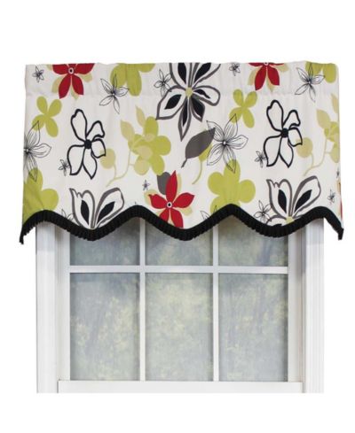 RLF Home Aria Ruffled Window Treatment Provance Premium Quality Valance 3" Rod Pocket 50" x 17" Multi/Ivory