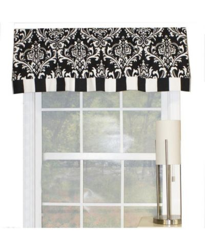 RLF Home Ozbourne Style Banded 3" Rod Pocket Valance 50" x 16" Black