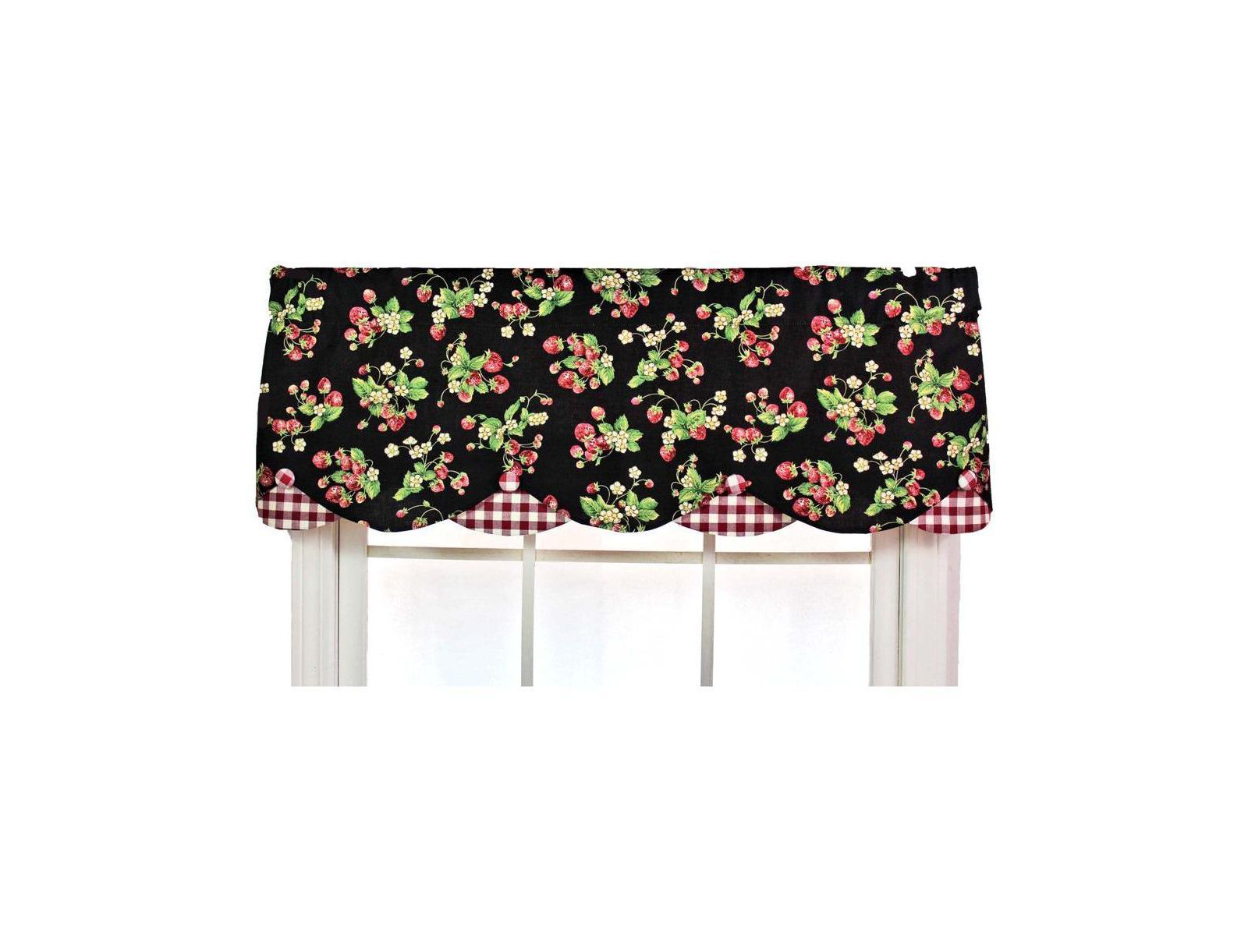 Strawberry Style Fields Petticoat 3" Rod Pocket Valance 50" x 15" Black by RLF Home