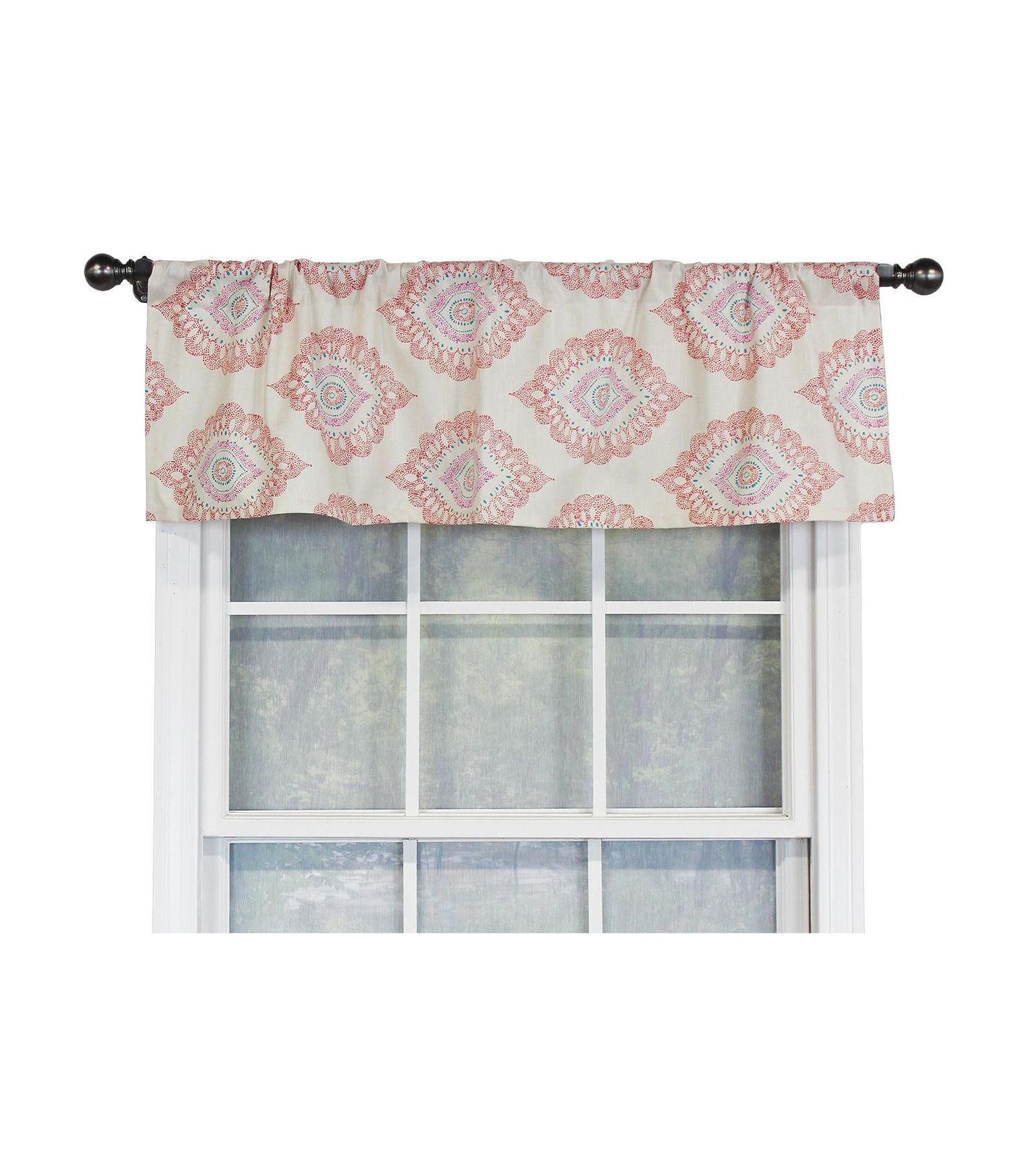 RLF Home Exquisite Tailored 100% Cotton with Fully Lined 3" Rod Pocket Valnance for Windows 50" x 14" Scarlet