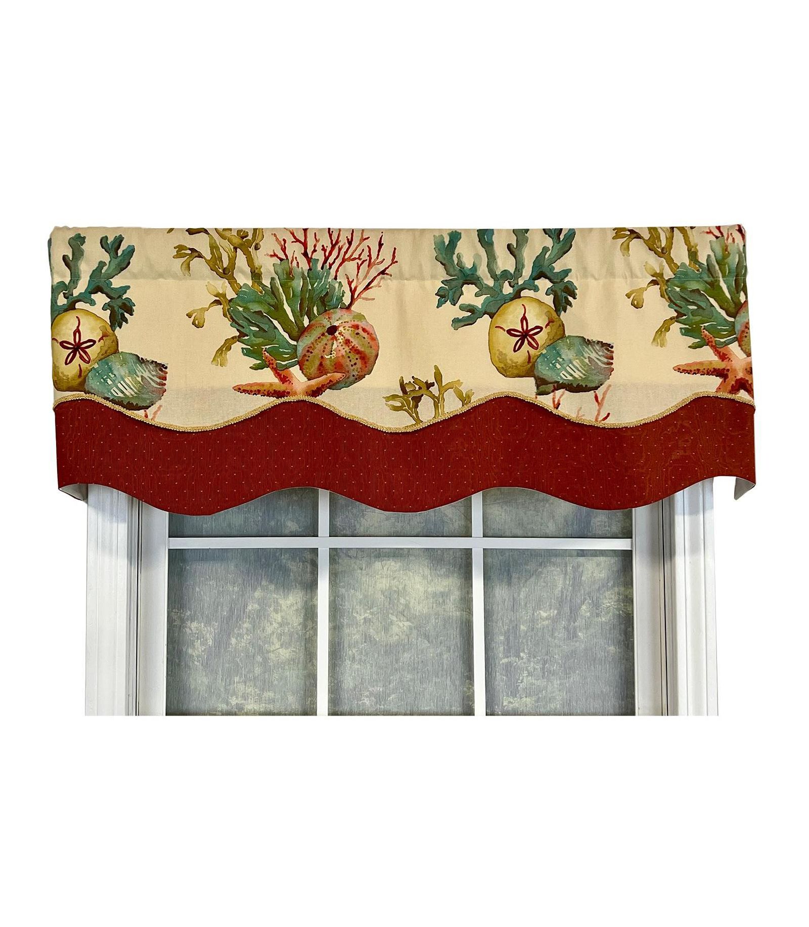 RLF Home Seabed Glory Window Treatment Premium Quality Valance 3" Rod Pocket