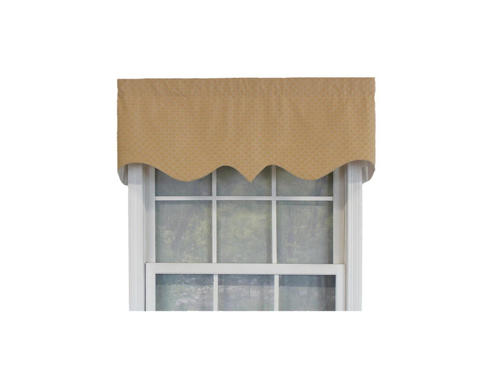 RLF Home 100% Cotton Passat Regal Valance Dotted Diamond Lined Fabric Rod Pocket 50" x 17"