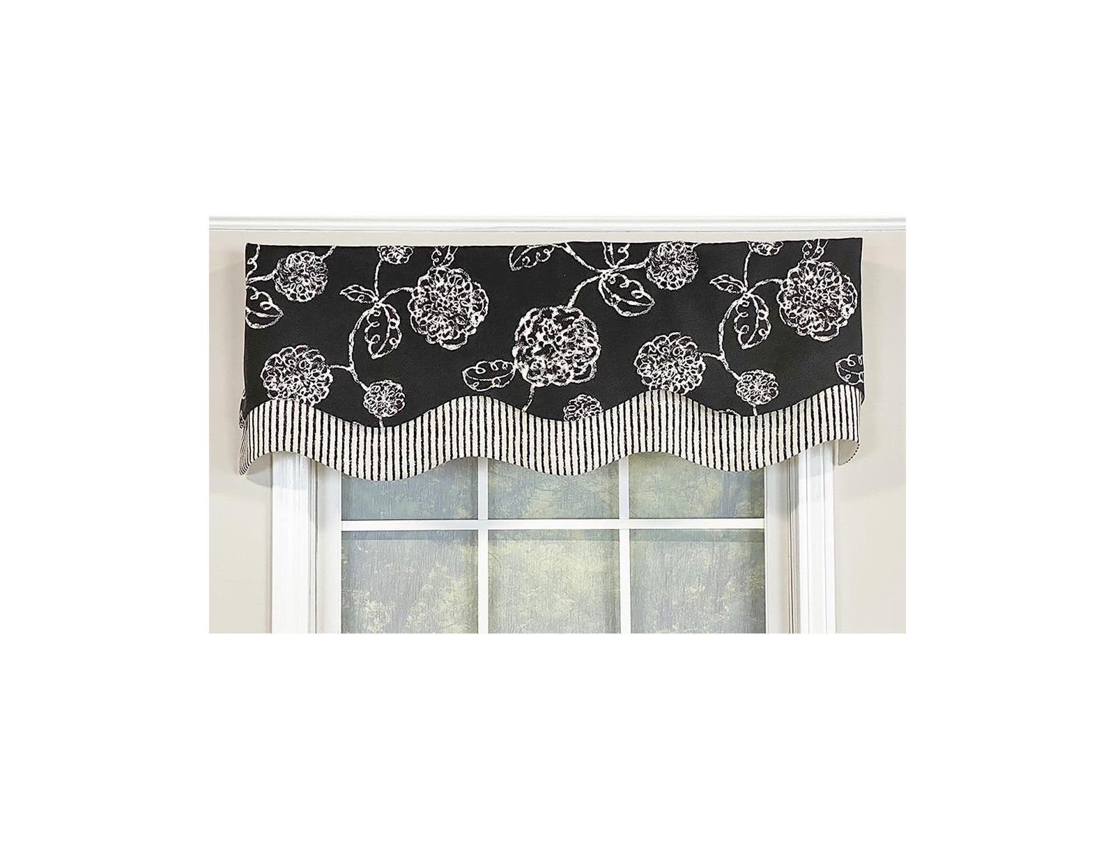 RLF Home Pouf Floral Glory 3" Rod Pocket Layered Window Valance, 50" x 16"