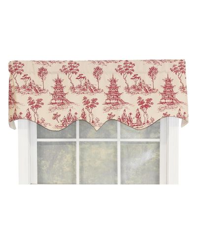 Занавеска RLF Home Naomi Regal Oriental Motive 3" Rod Pocket 50" x 17" Red