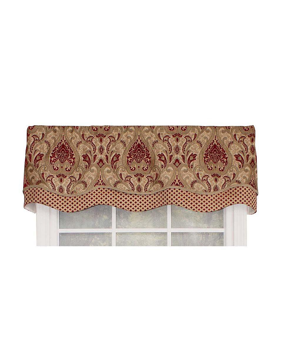 RLF Home Chenille Fabric with Damask Motive Paisley Dream Glory Valance 3" Rod Pocket 50" x 16" Claret