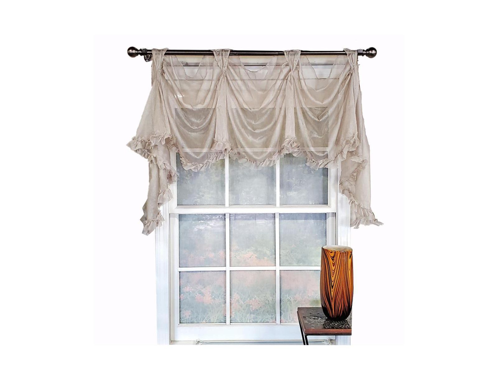 RLF Home Luxurious Modern Design Classic Sheers Victory Swag 3-Scoop Window Valance 50" x 25"