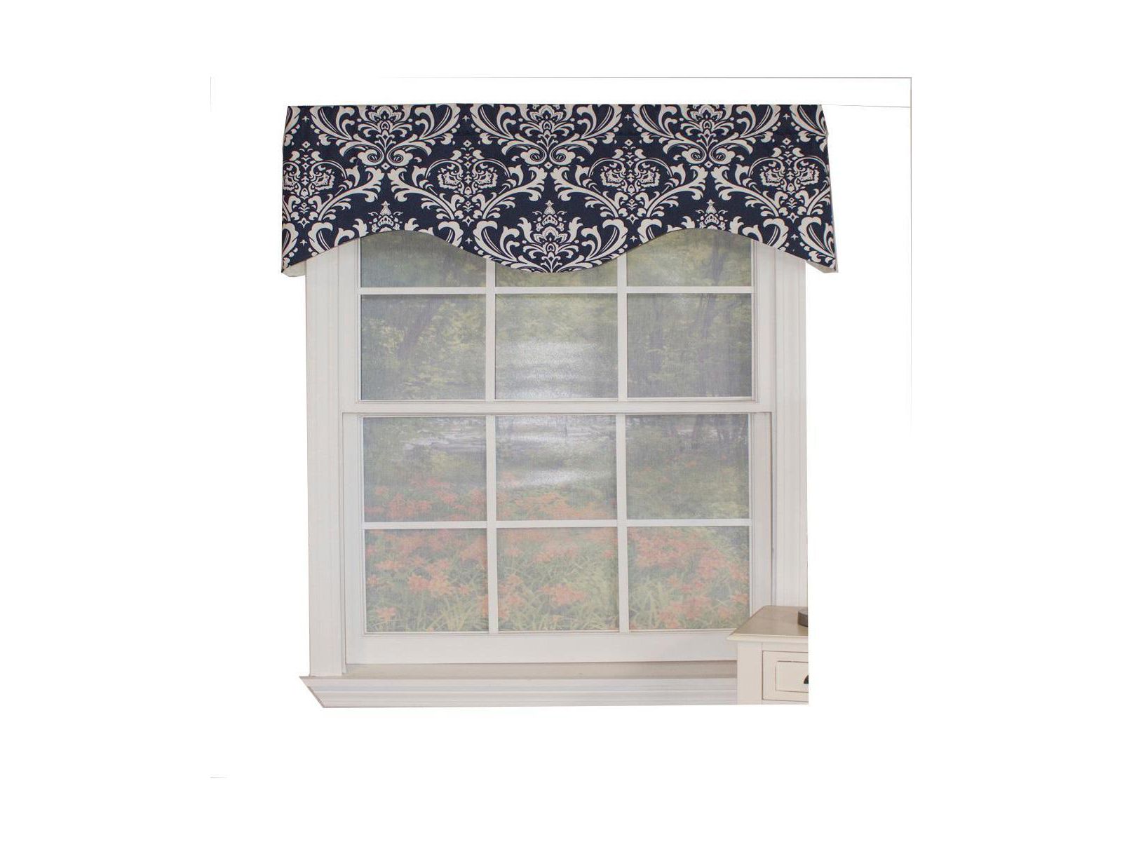 Ozbourne Cornice Syel 3" Rod Pocket Valance 50" x 17" Navy by RLF Home