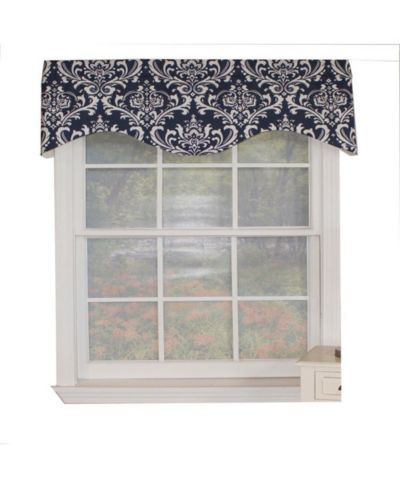 Ozbourne Cornice Syel 3" Rod Pocket Valance 50" x 17" Navy by RLF Home